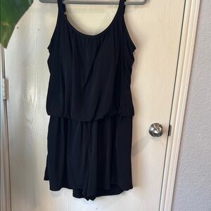 Black Swim Romper with Pockets